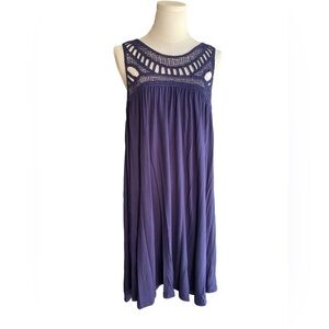 *SOLD*SUMMER Beach Boho Crochet Top Dress Navy Blue Size Medium